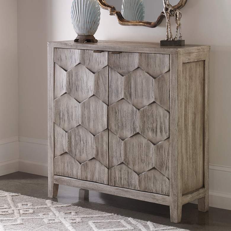 Image 1 Uttermost Catori 34 inchW Smoked Ivory 2-Door Accent Cabinet