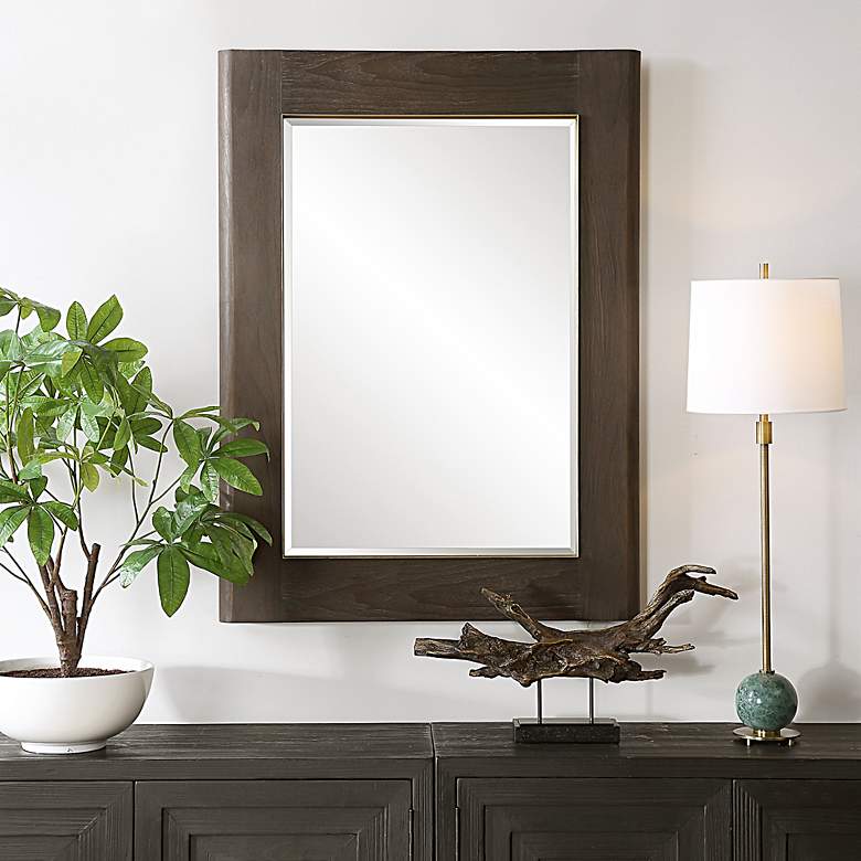 Image 1 Uttermost Catron Aged Walnut 33 7/8" x 45 5/8" Wall Mirror