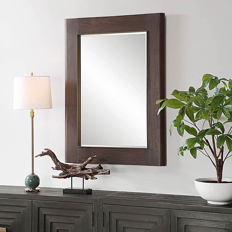 Image 3 Uttermost Catron Aged Walnut 33 7/8" x 45 5/8" Wall Mirror more views