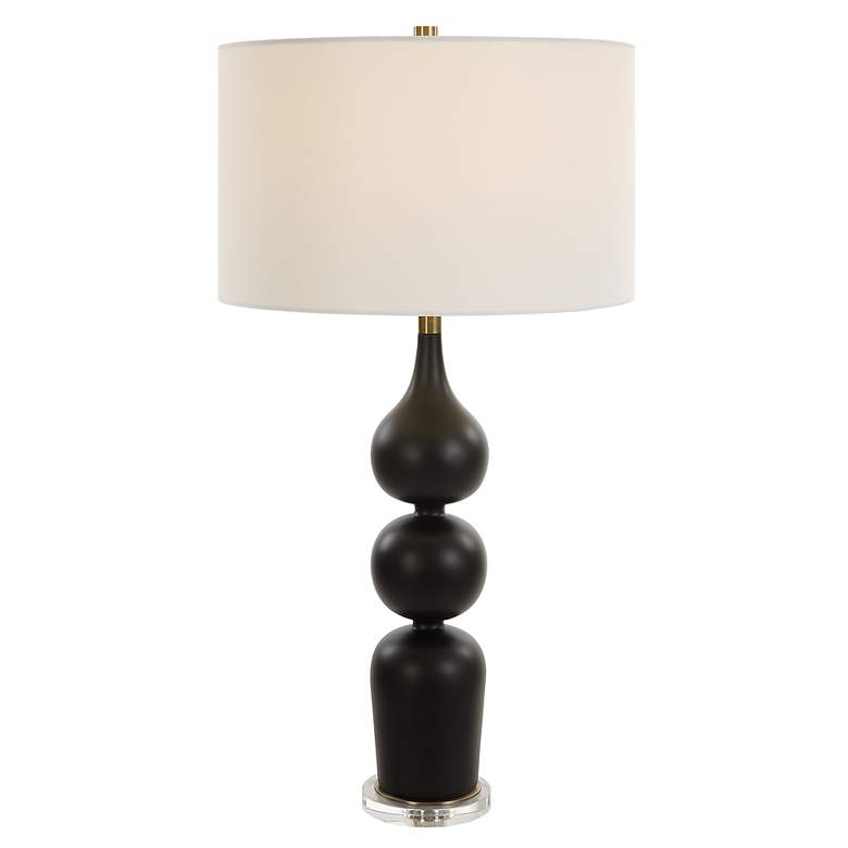 Image 2 Uttermost Caviar Matte Black Ceramic Table Lamp