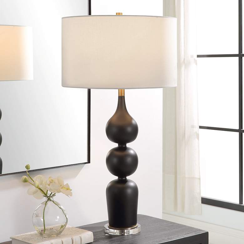 Image 1 Uttermost Caviar Matte Black Ceramic Table Lamp