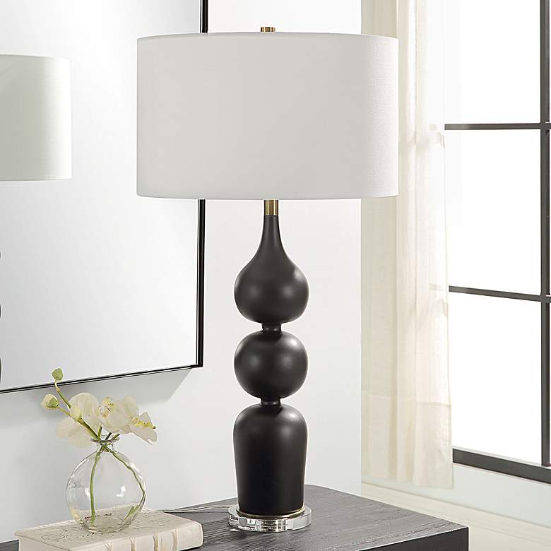 Image 3 Uttermost Caviar Matte Black Ceramic Table Lamp more views