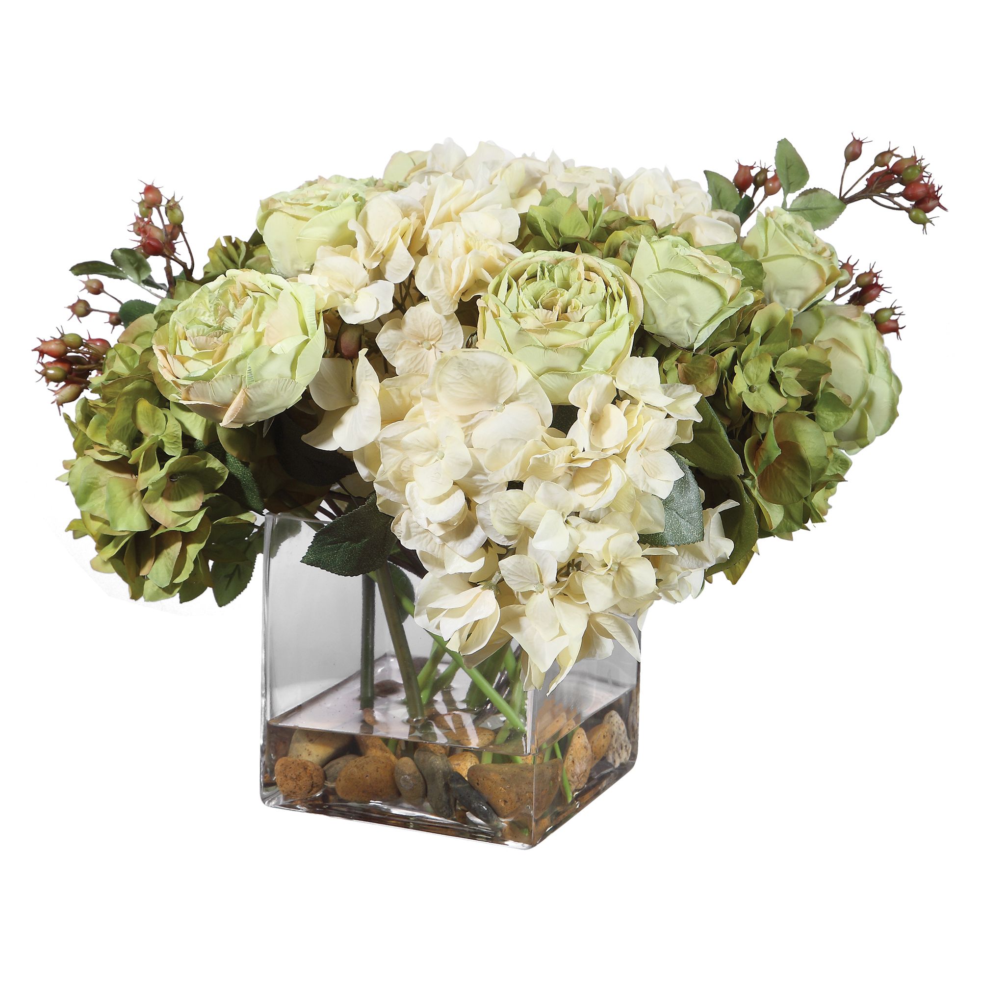 Image 4 Uttermost Cecily Cream Hydrangea and Rose 15"W Faux Flowers in Vase more views