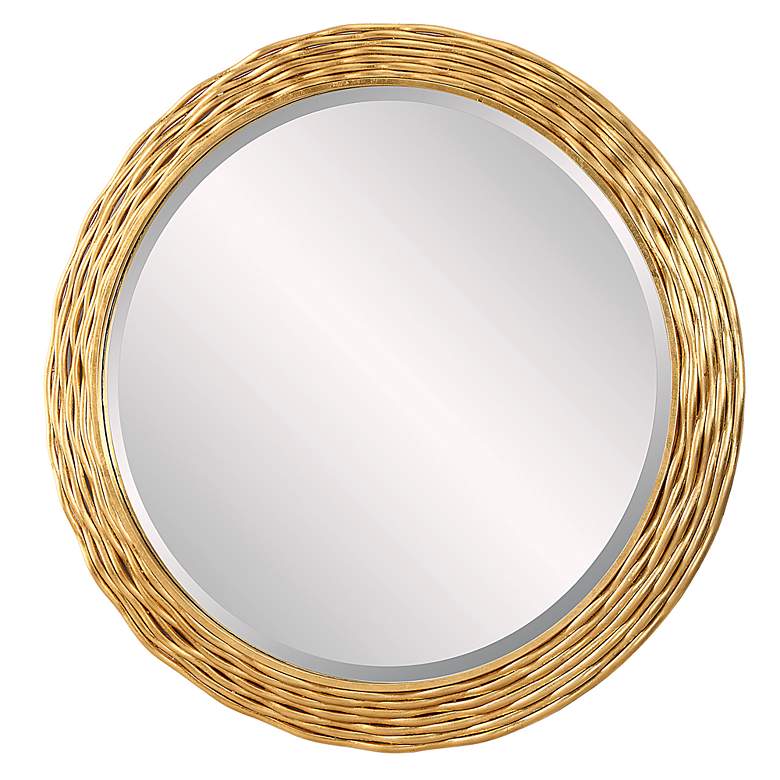 Image 4 Uttermost Celeste Antiqued Gold Leaf 36" Round Wall Mirror more views