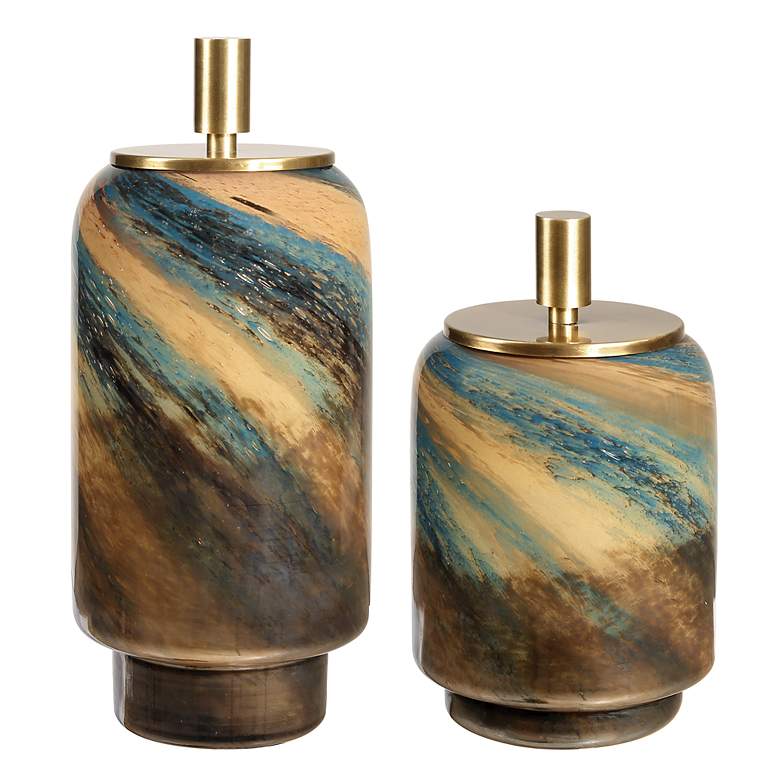 Image 2 Uttermost Celestial Tide Glass Containers Set of 2