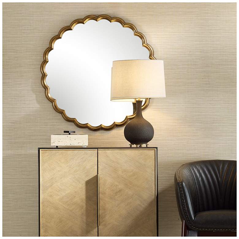 Image 1 Uttermost Cerrito Brass 34" Round Mirror
