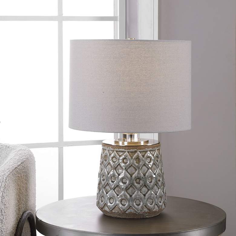 Image 1 Uttermost Cetona 20" High Old World Blue-Gray Accent Table Lamp