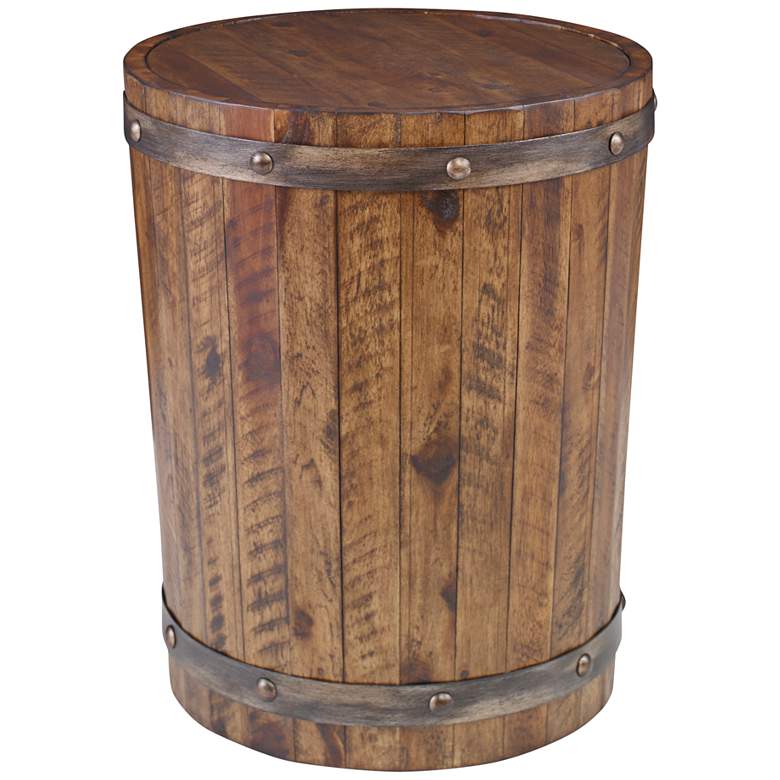 Image 1 Uttermost Ceylon 19" Wide Weathered Walnut Wine Barrel Accent Table