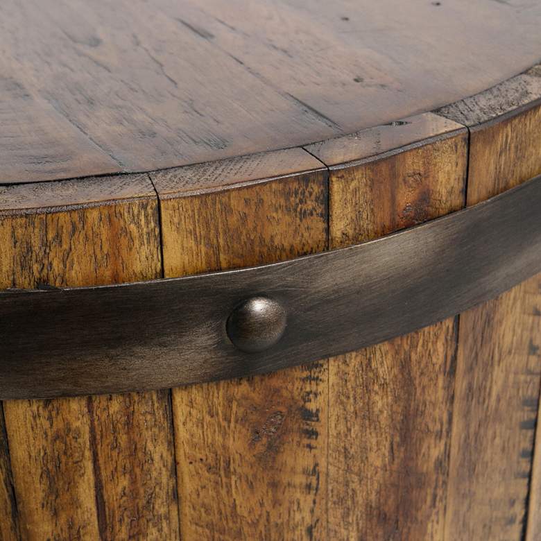 Image 2 Uttermost Ceylon 19 inch Wide Weathered Walnut Wine Barrel Accent Table more views
