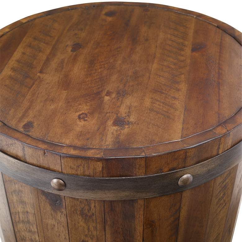 Image 3 Uttermost Ceylon 19" Wide Weathered Walnut Wine Barrel Accent Table more views