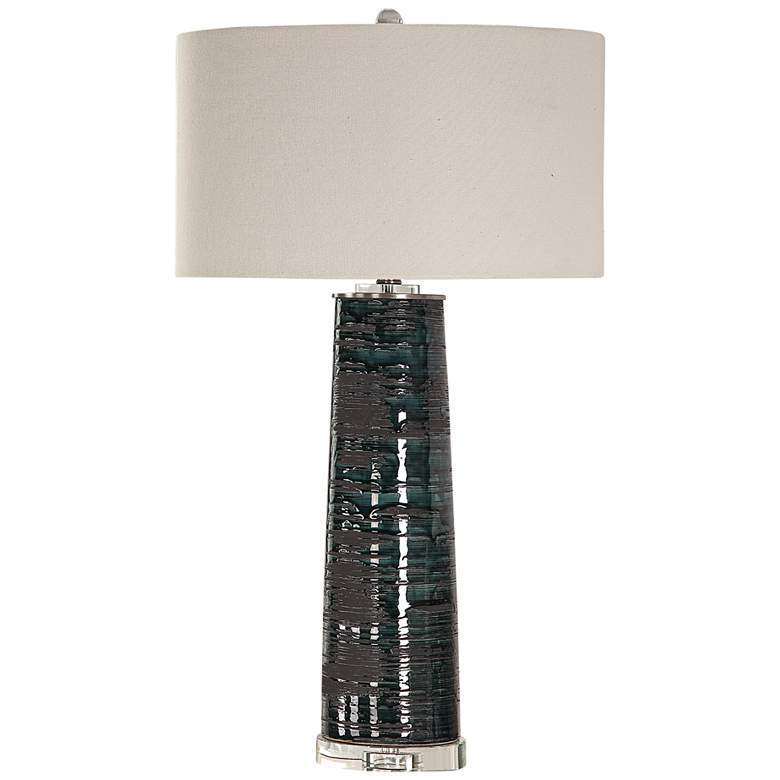 Image 1 Uttermost Chamila Aged Teal Glaze Ceramic Table Lamp