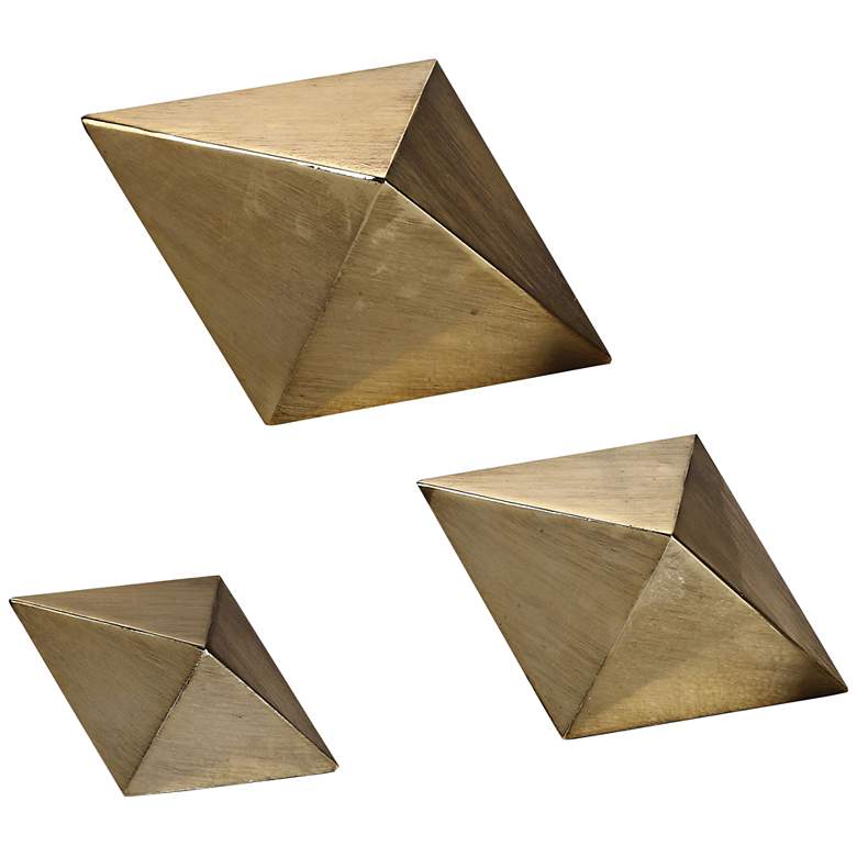 Image 2 Uttermost Champagne Rhombus 3-Piece Tabletop Sculpture Set
