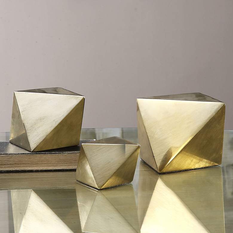 Image 1 Uttermost Champagne Rhombus 3-Piece Tabletop Sculpture Set