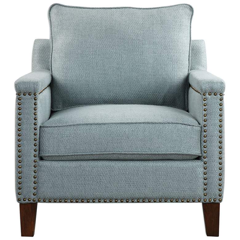 Image 2 Uttermost Charlotta Light Sea Mist Fabric Accent Chair