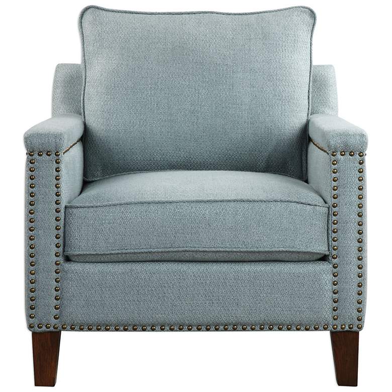 Image 1 Uttermost Charlotta Light Sea Mist Fabric Accent Chair