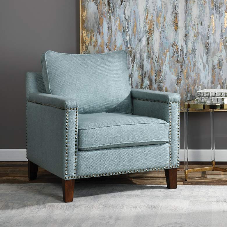 Image 1 Uttermost Charlotta Light Sea Mist Fabric Accent Chair