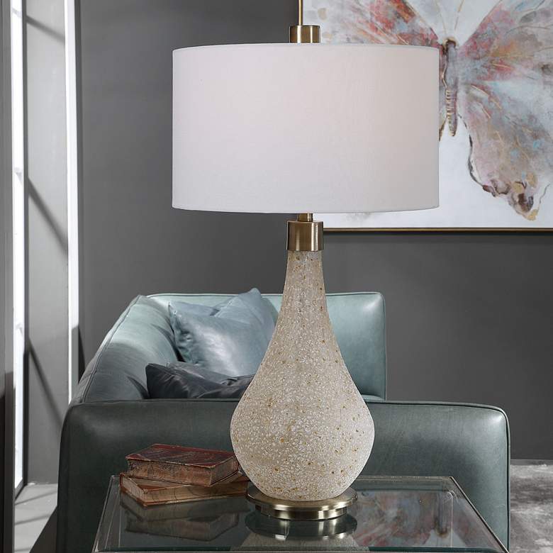 Uttermost Chaya White and Brown Art Glass Table Lamp