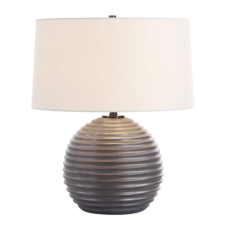 Image 2 Uttermost Chelsom 22" High Satin Black Ceramic Table Lamp