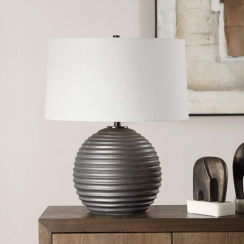 Image 3 Uttermost Chelsom 22" High Satin Black Ceramic Table Lamp more views