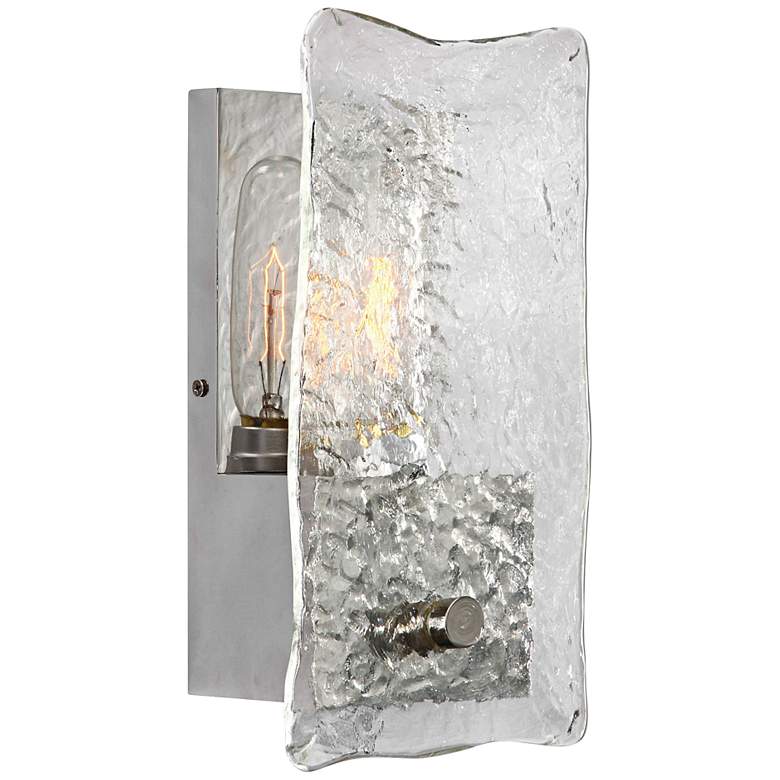 Image 1 Uttermost Cheminee 11 3/4 inchH Thick Slump Glass Wall Sconce