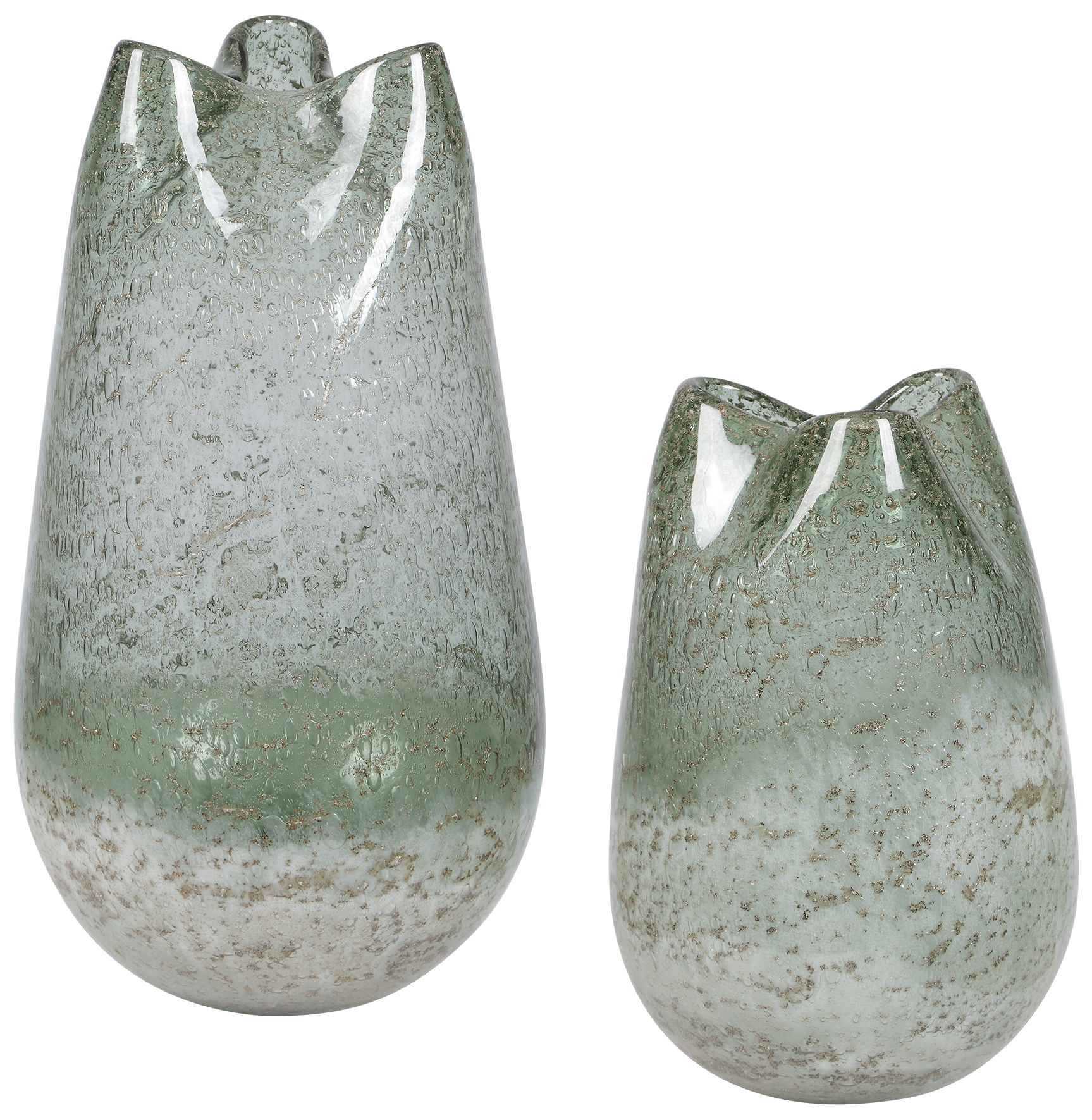 Image 2 Uttermost Chianti Blue-Green Glass Vases Set of 2