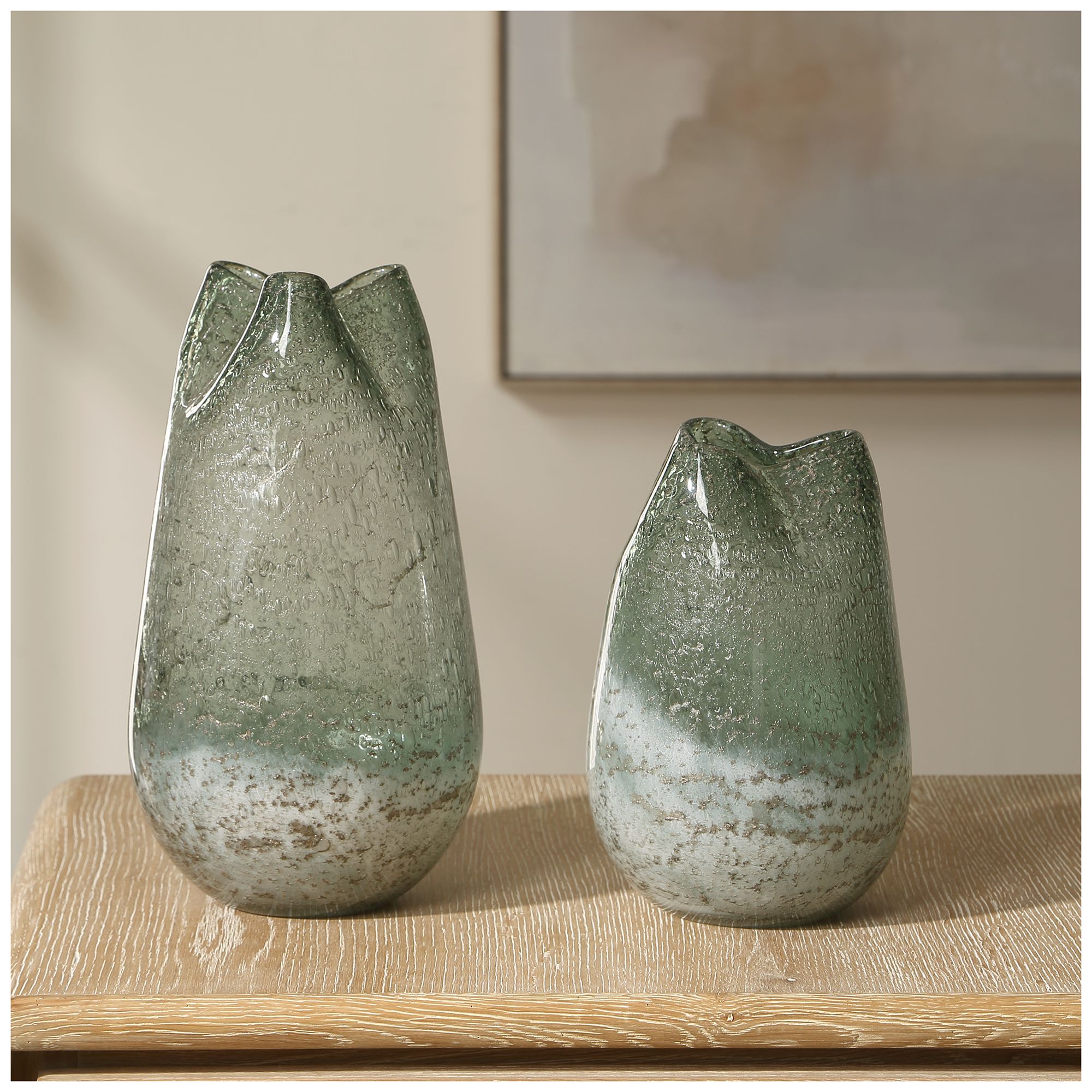 Image 4 Uttermost Chianti Blue-Green Glass Vases Set of 2 more views