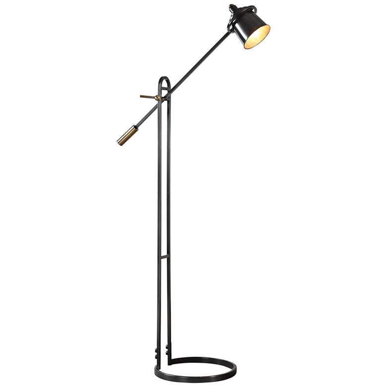 Image 2 Uttermost Chisum Adjustable Height Boom Arm Modern Bronze Floor Lamp