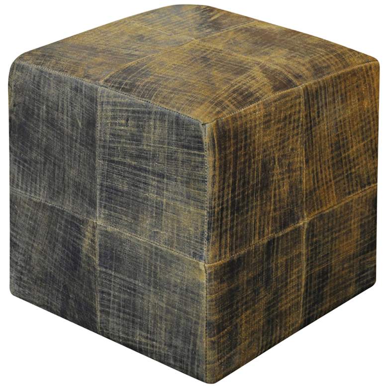 Image 1 Uttermost Chivaso Saddle Brown Leather Cube Ottoman