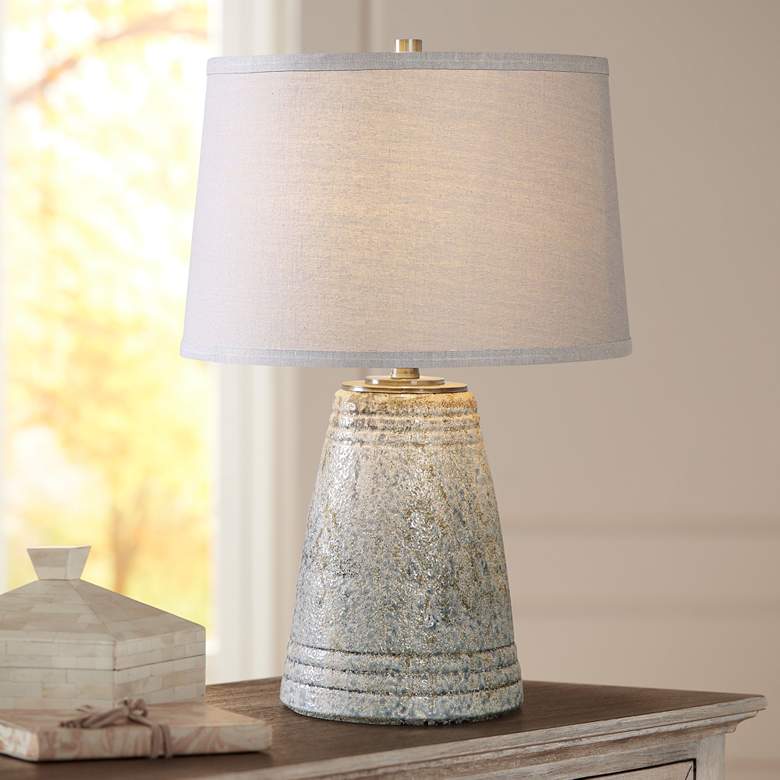Image 1 Uttermost Cholet Distressed Aged Ivory Blue Table Lamp