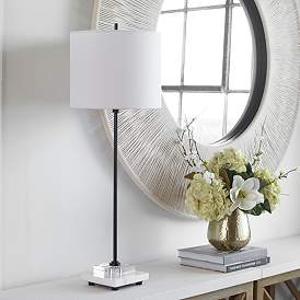 Image1 of Uttermost Ciara 33" High Black Metal and White Marble Buffet Lamp