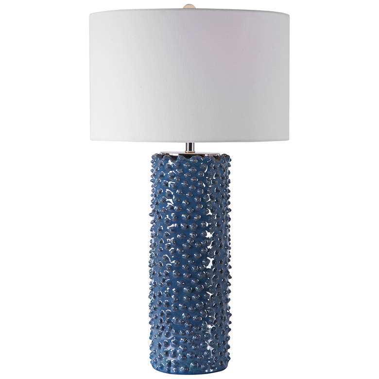 Image 2 Uttermost Ciji Column 29 1/2 inch Deep Indigo Blue Ceramic Table Lamp