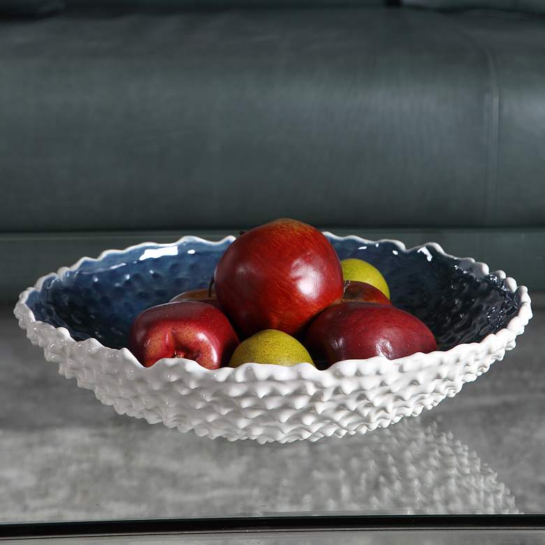 Image 1 Uttermost Ciji White and Blue Modern Ceramic Decorative Bowl