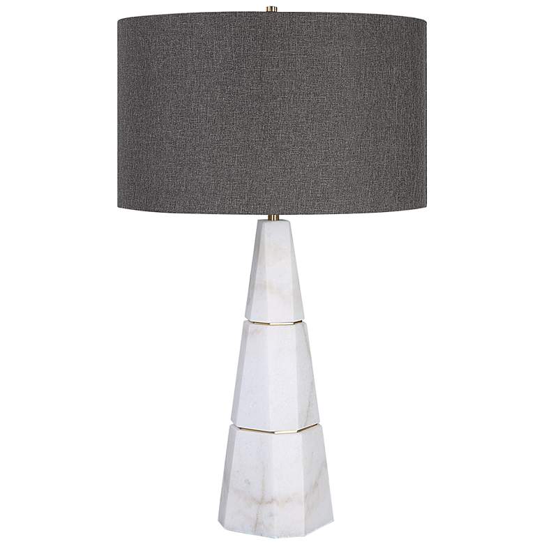 Image 2 Uttermost Citadel White Marble Table Lamp with Gray Shade