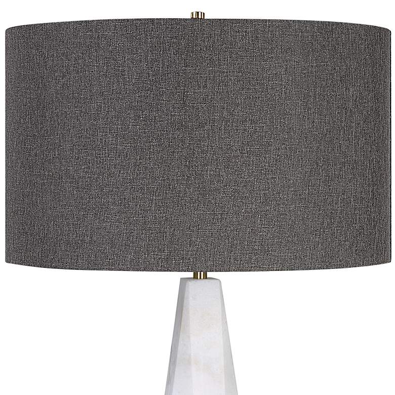 Image 3 Uttermost Citadel White Marble Table Lamp with Gray Shade more views