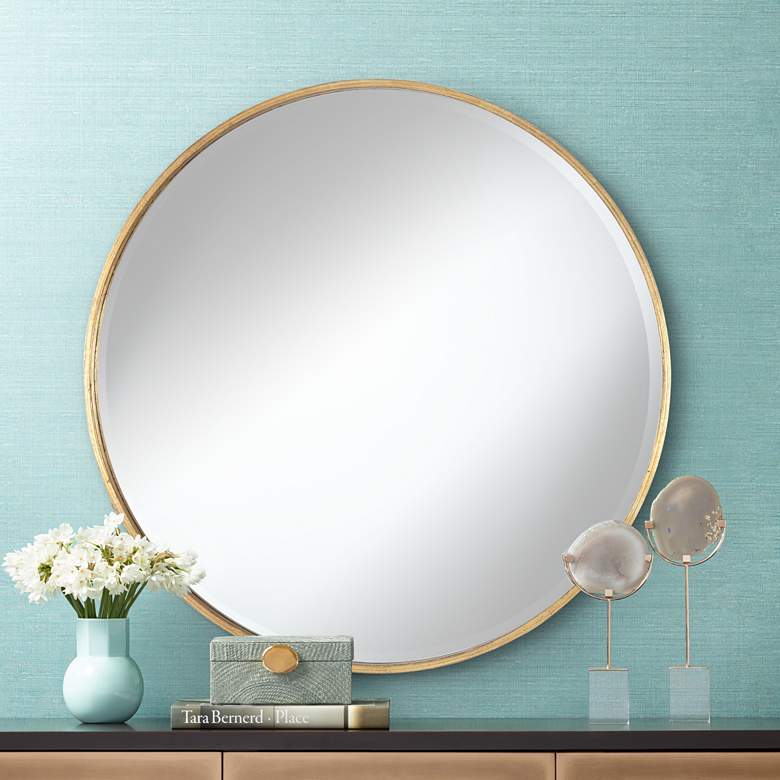 Image 2 Uttermost Clara Antique Copper 34" Round Wall Mirror