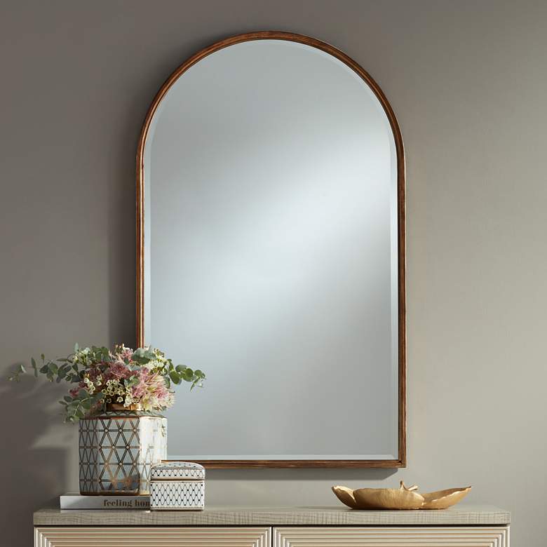 Image 2 Uttermost Clara Gold 24" x 39" Arch Top Wall Mirror