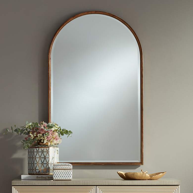 Image 1 Uttermost Clara Gold 24" x 39" Arch Top Wall Mirror