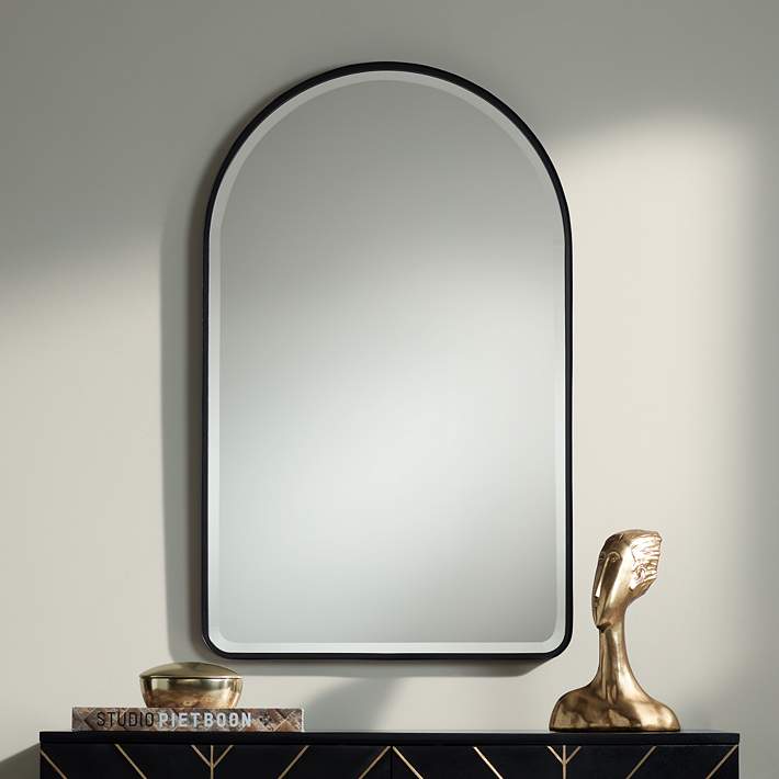 Uttermost Clara Matte Black 24 x 39 Arch Top Mirror - #79P36