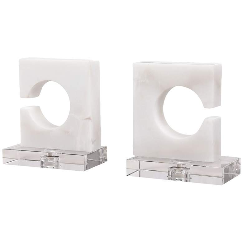Image 2 Uttermost Clarin White Marble Bookends Set of 2