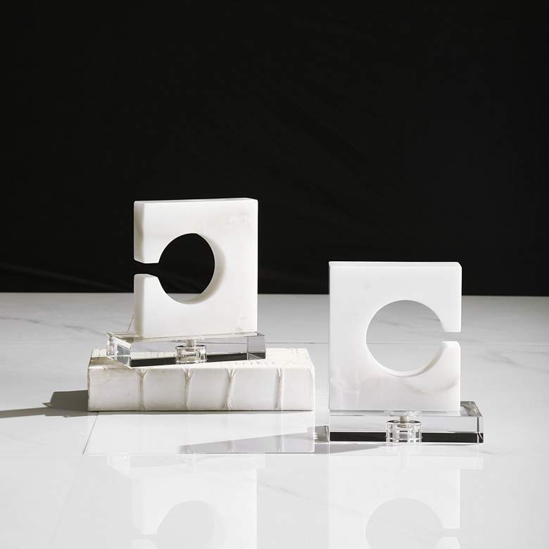 Image 1 Uttermost Clarin White Marble Bookends Set of 2