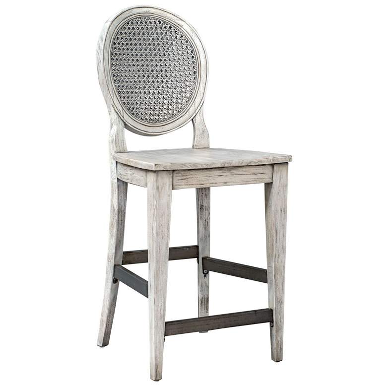 Image 1 Uttermost Clarion 25 1/2" Aged White Wood Counter Stool