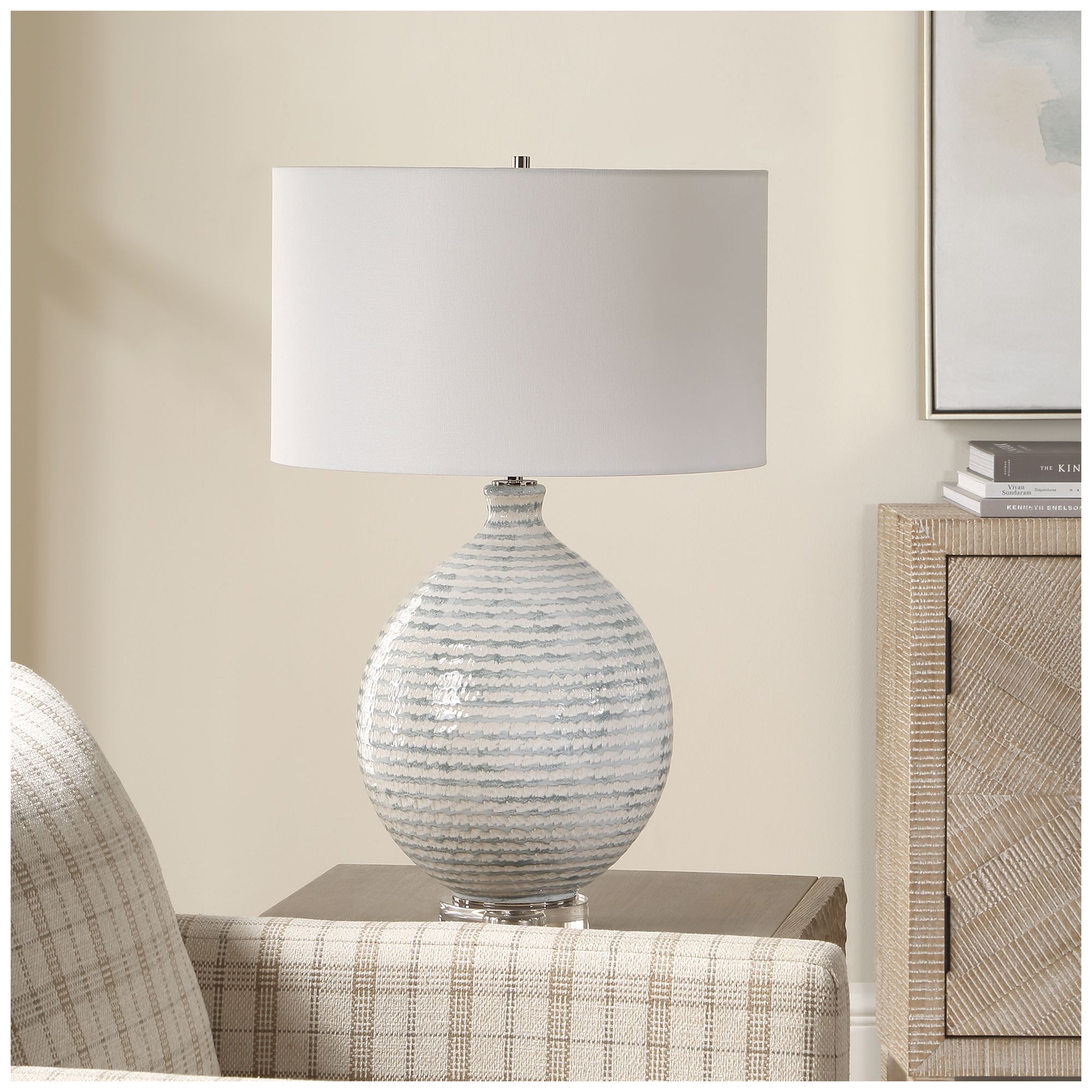 Image 3 Uttermost Clary 26 1/2" White and Gray Ceramic Table Lamp more views