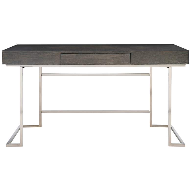 Image 2 Uttermost Claude 56 inch Wide Smoke Gray Wood 1-Drawer Desk