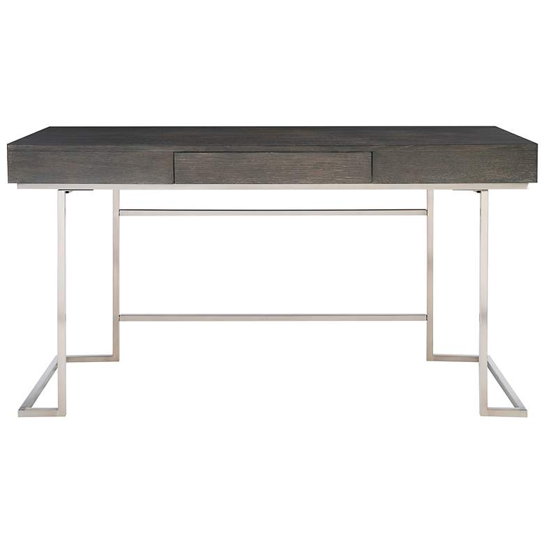 Image 2 Uttermost Claude 56 inch Wide Smoke Gray Wood 1-Drawer Desk