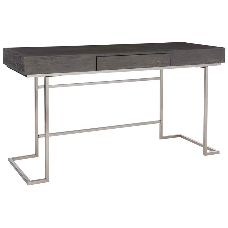 Image 3 Uttermost Claude 56 inch Wide Smoke Gray Wood 1-Drawer Desk more views