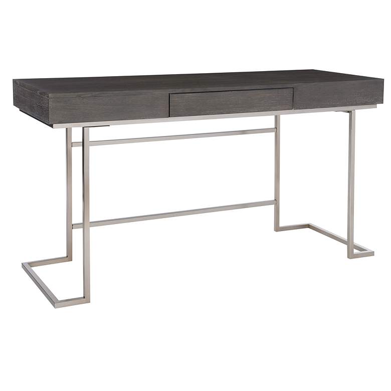Image 4 Uttermost Claude 56" Wide Smoke Gray Wood 1-Drawer Desk more views
