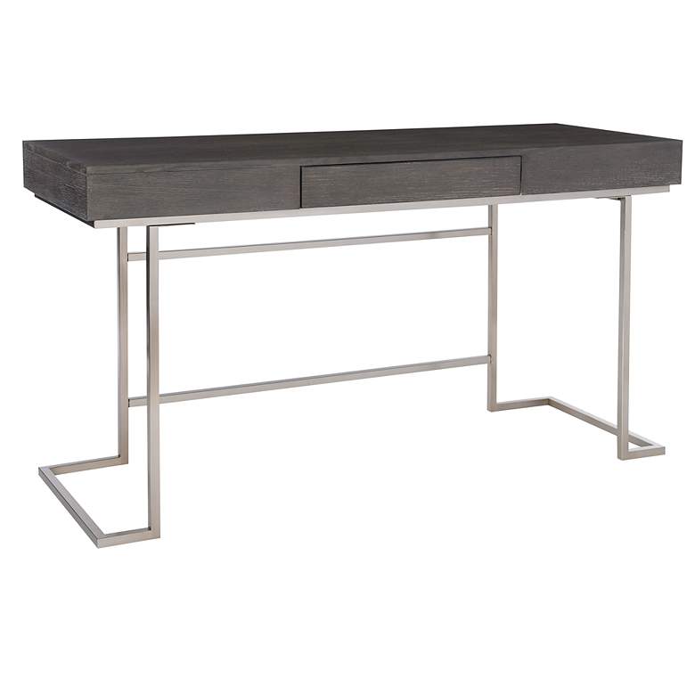 Image 4 Uttermost Claude 56 inch Wide Smoke Gray Wood 1-Drawer Desk more views