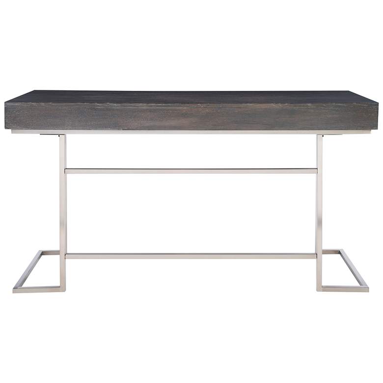 Image 6 Uttermost Claude 56 inch Wide Smoke Gray Wood 1-Drawer Desk more views
