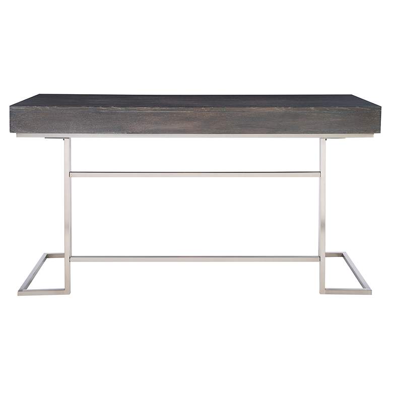 Image 7 Uttermost Claude 56" Wide Smoke Gray Wood 1-Drawer Desk more views