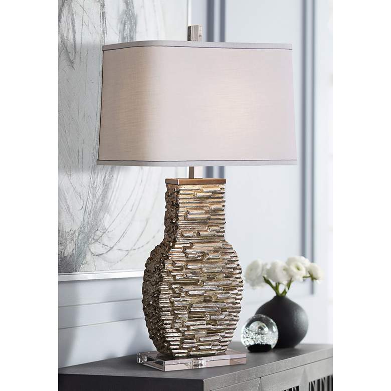 Image 1 Uttermost Clavin Metallic Silver Ceramic Table Lamp